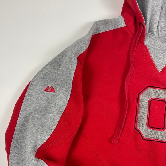 Vintage Ohio State Buckeyes Red Gray Football Hoodie Sweatshirt Fits like Large - Picture 4 of 9